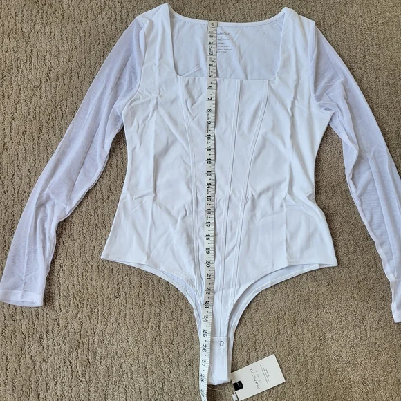 Women’s Long Sleeve White Square Neck Bodysuit – Size XL – NWT – PinkmStyle - Picture 8 of 11
